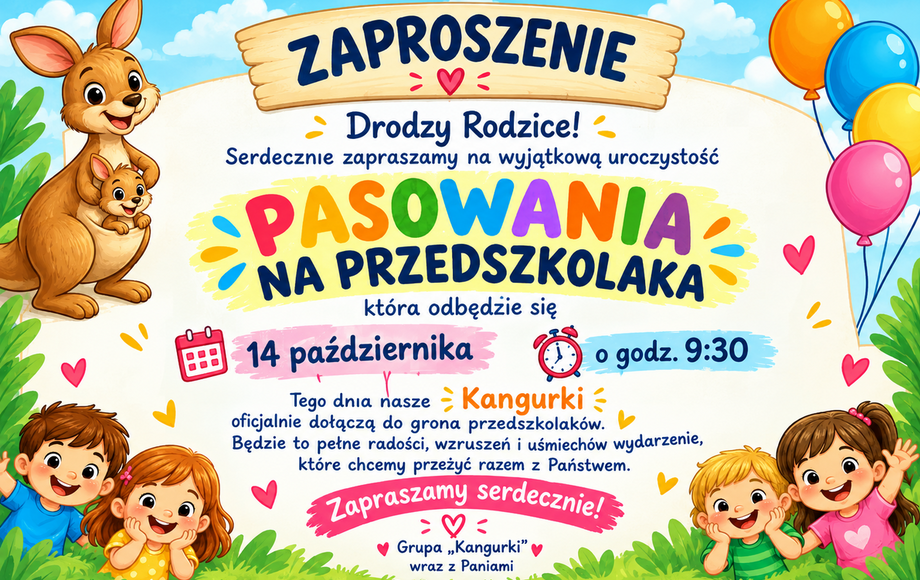 Zaproszenie na pasowanie na przedszkolaka